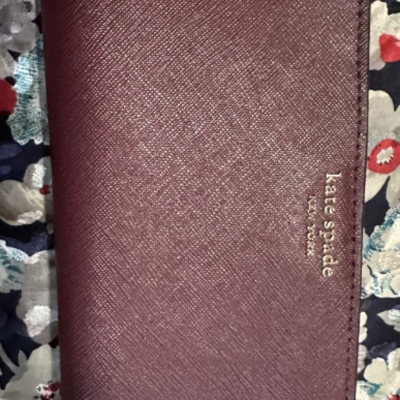 Kate Spade Large Slim Bifold Wallet Cameron Cherrywood - Picture 6 of 7